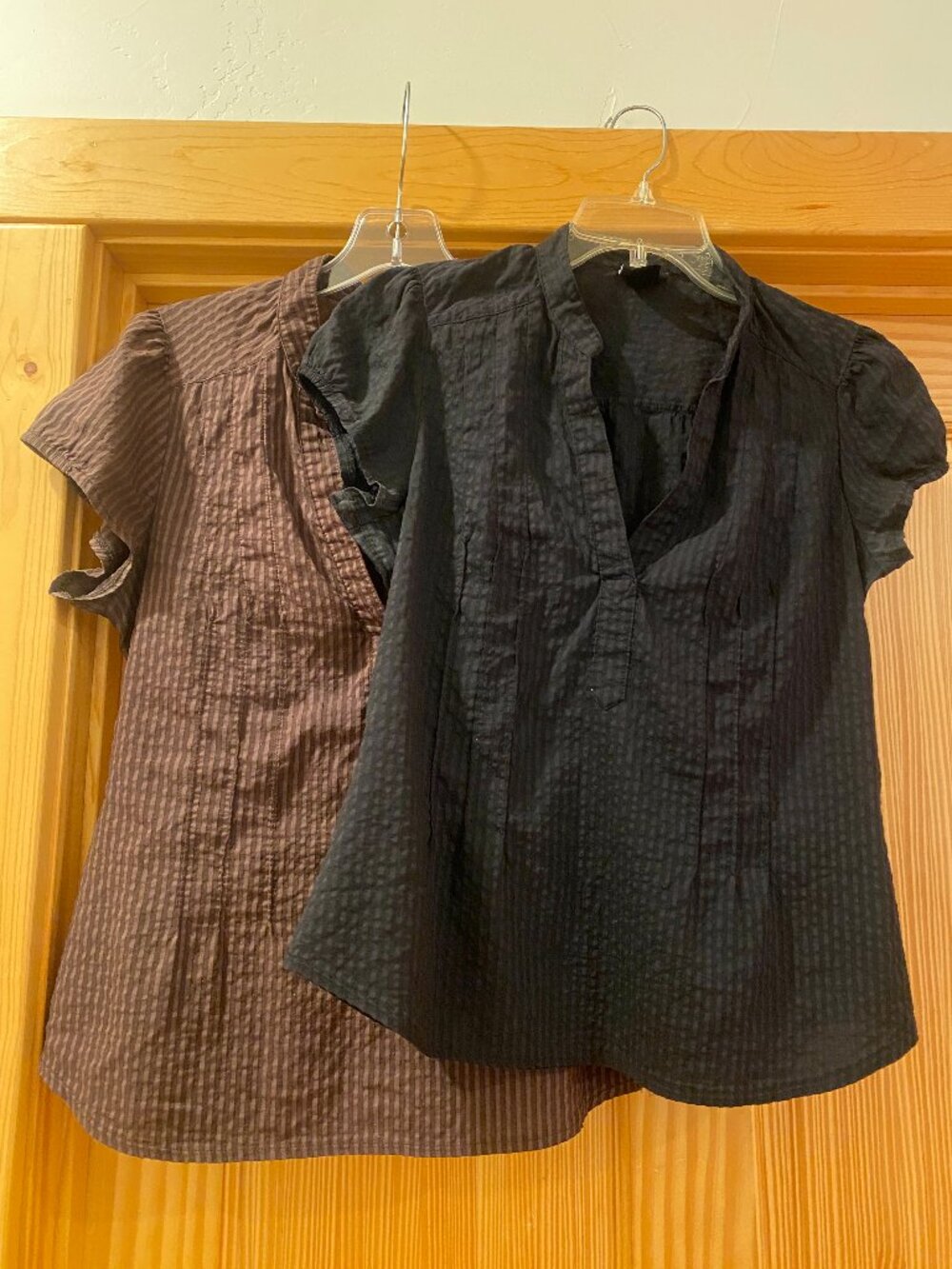H&M Cap sleeve shirts, 2 for 1, Black and Brown, Size 10